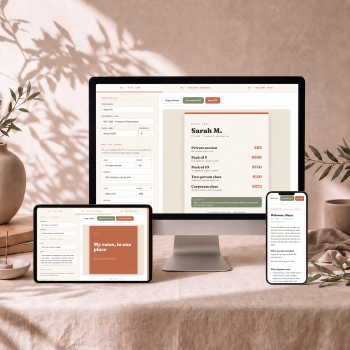 The Brand Pack — rate card, pricing carousel and welcome pack