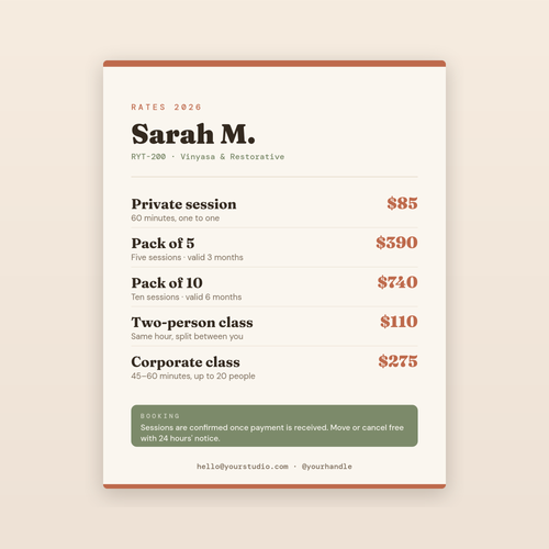 The Brand Pack — Rate Card, Pricing Carousel & Client Welcome Pack