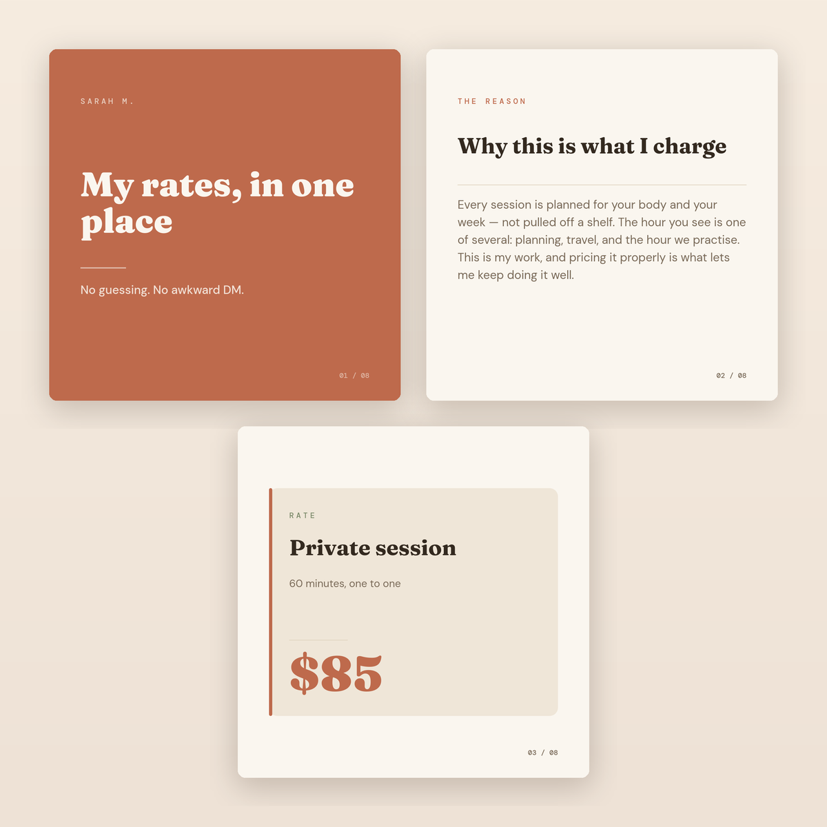 The Brand Pack — Rate Card, Pricing Carousel & Client Welcome Pack